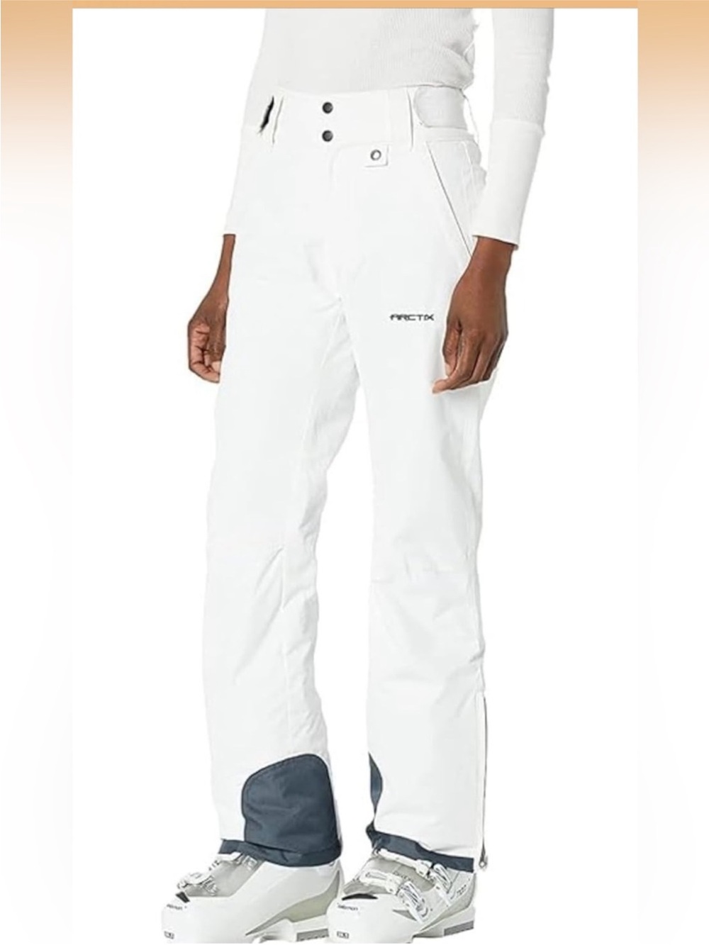 Arctix Women's White Straight-Leg Ski Pants with Black Cuff Accents